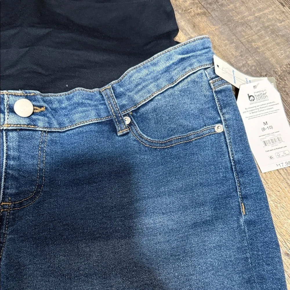 Denim Blue Women's maternity Shorts - Picture 3 of 9
